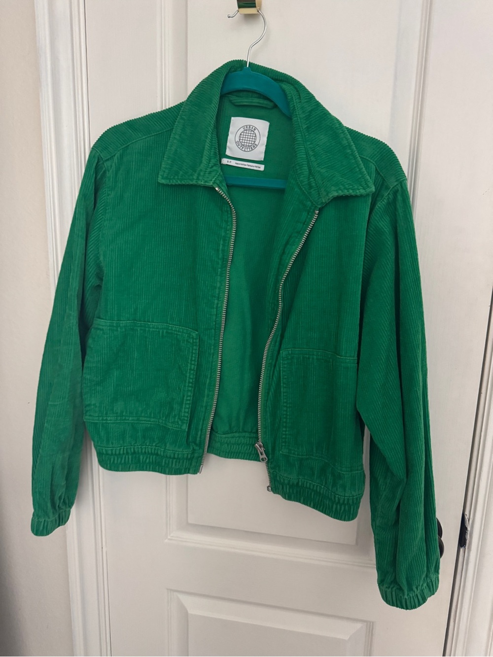 Urban Outfitters Green Corduroy Bomber Jacket
